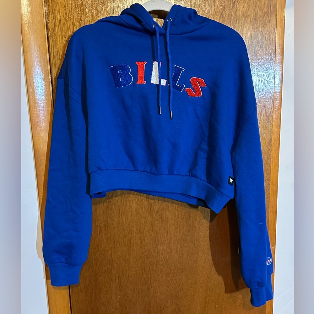 NFL Buffalo Bills Women's Crop Hoodie vibrant blue with Red and White Accents
